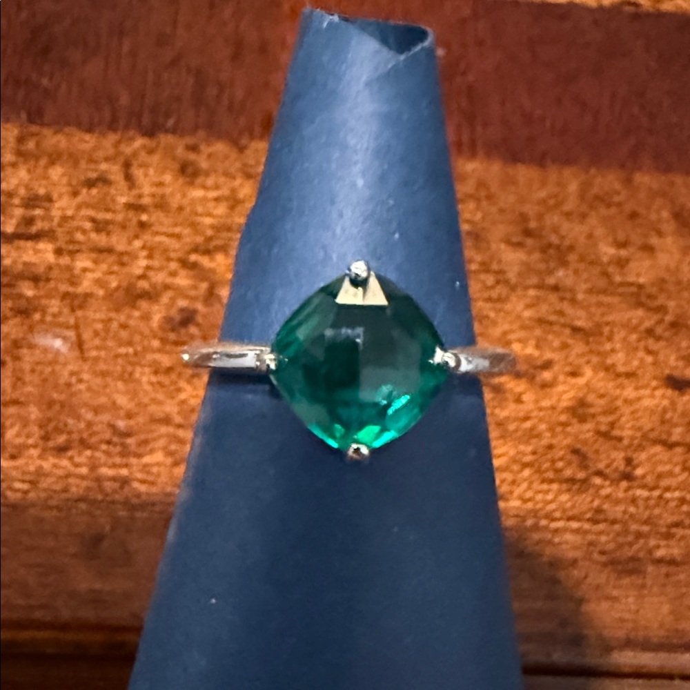 Swarovski Silver Ring with Emerald Green Gem
